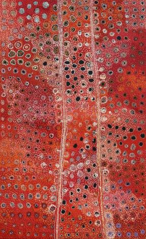 Tjala Arts, Mona Mitakiki Shephard, Naomi Kantjuriny and Tjimpayi Presley (Collaborative), Seven Sisters #417-17