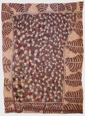 Ömie Artists, Fate Savari (Isawdi), Uborida jä’ino carticarti ohu’o misai – Markings on the footprint-stones at the Jordan River ‘Spirit-cannibal’ site and Misa’eje clan emblem of the river plant, #17-025