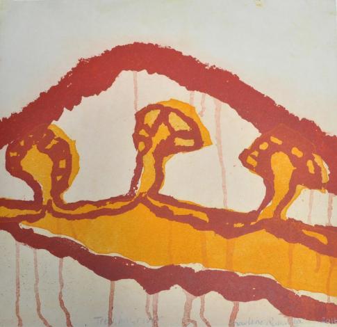 Yarrenyty Arltere Artists, Marlene Rubuntja, Trees, Hill, River #119-16